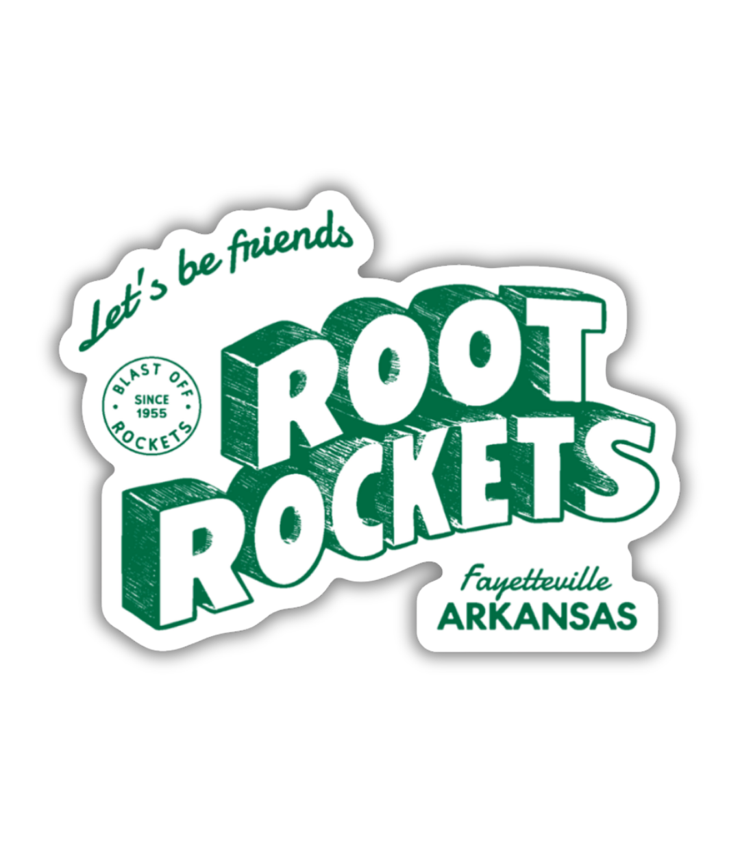“Let’s Be Friends” Root Rockets Sticker (3")