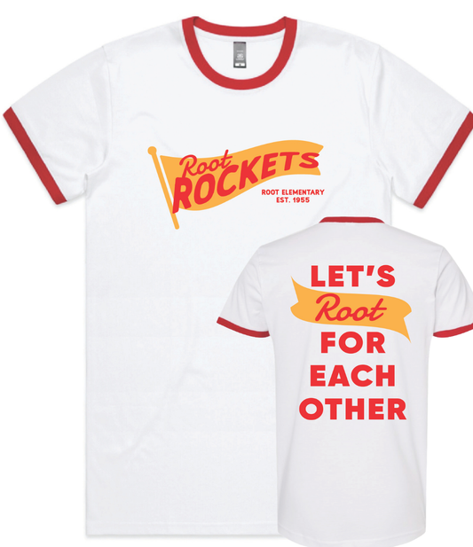 ADULT - Root Rockets Pennant Ringer Tee
