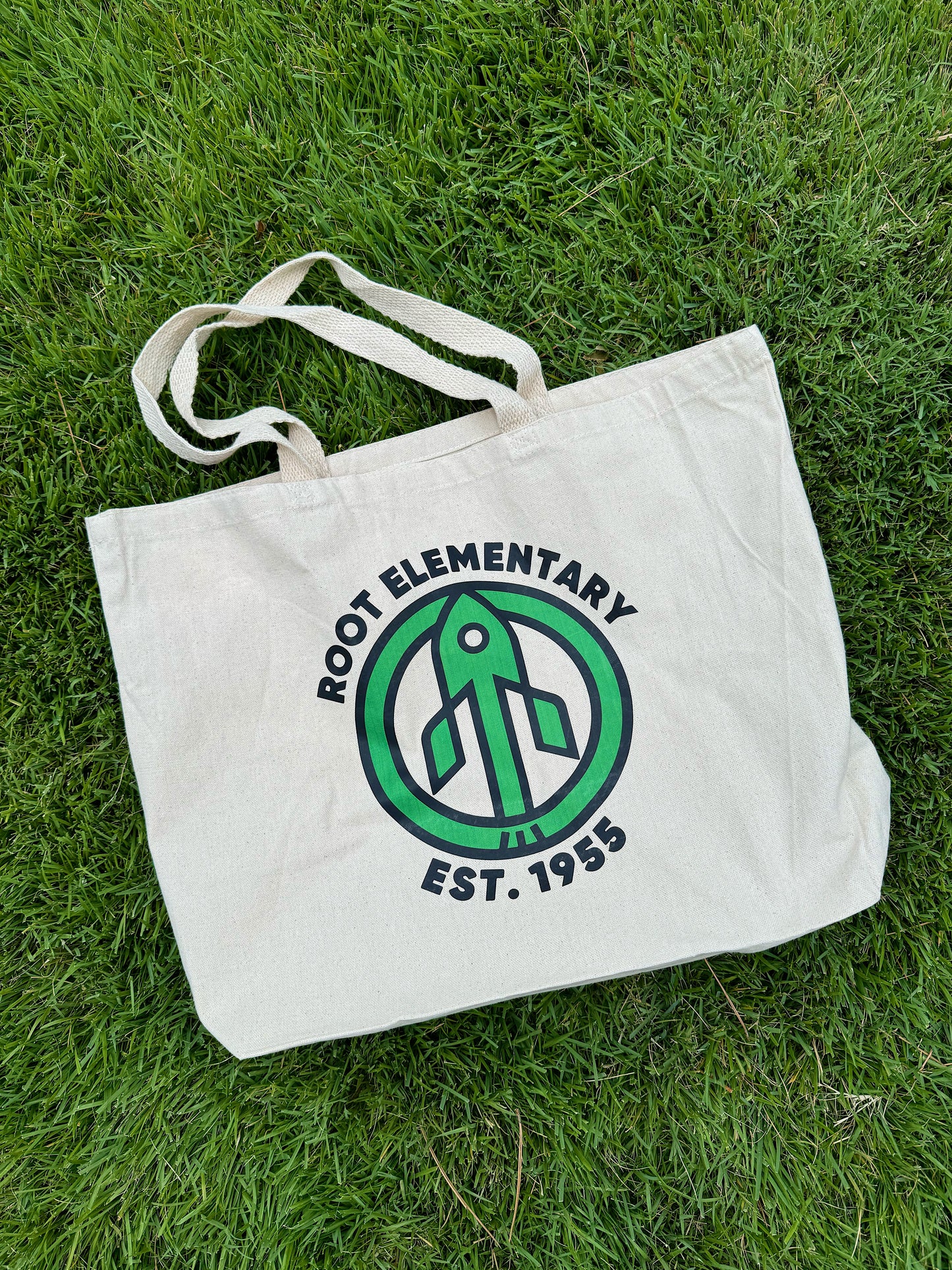 Root Est. 1955 Jumbo Gusseted Cotton Canvas Tote Bag