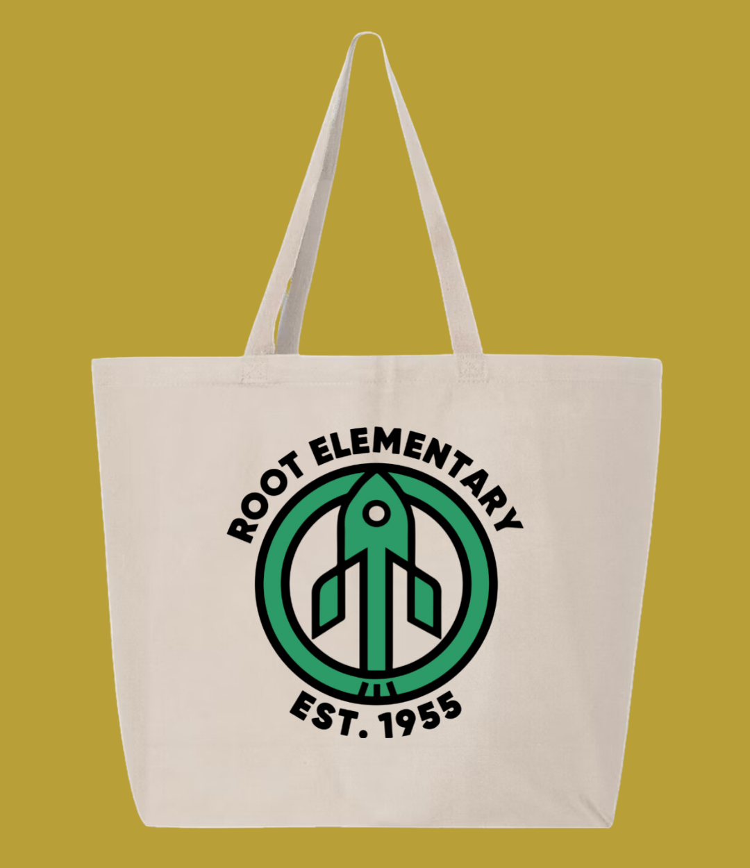 Root Est. 1955 Jumbo Gusseted Cotton Canvas Tote Bag